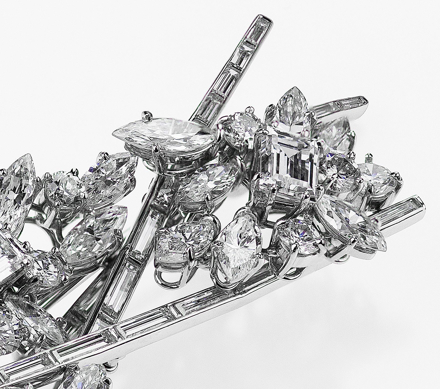 1970s Kutchinsky London Diamond Spray Brooch in Platinum Damen