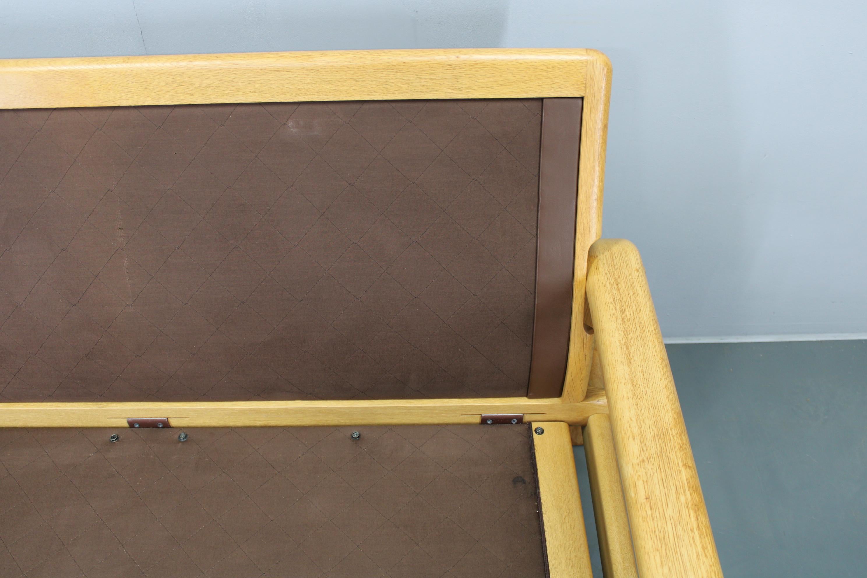 1970s L. Olsen & Søn Oak and Leather 2-Seater Sofa, Denmark For Sale 2