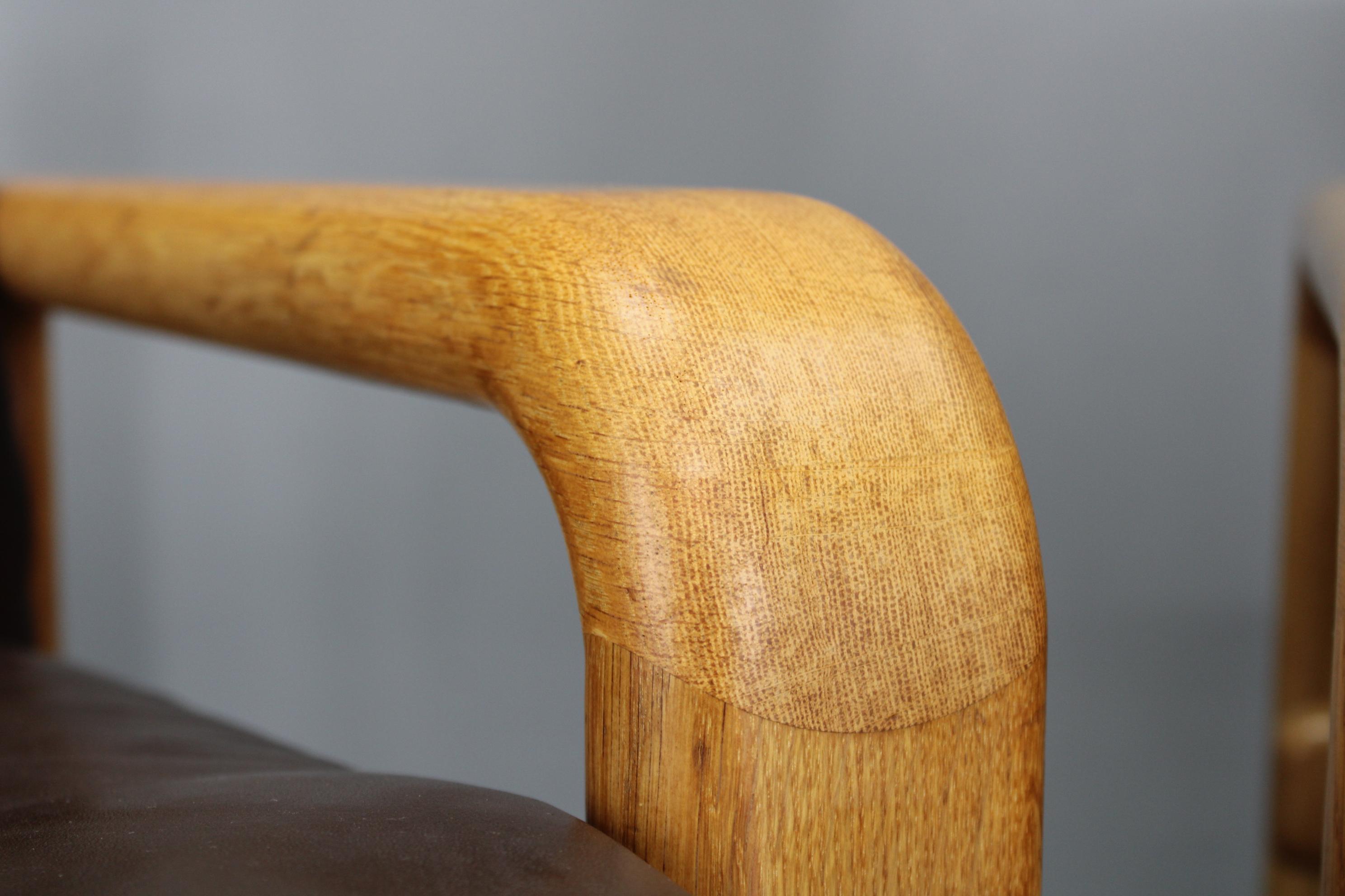 1970s L. Olsen & Søn Oak and Leather Living Room Set, Denmark For Sale 2