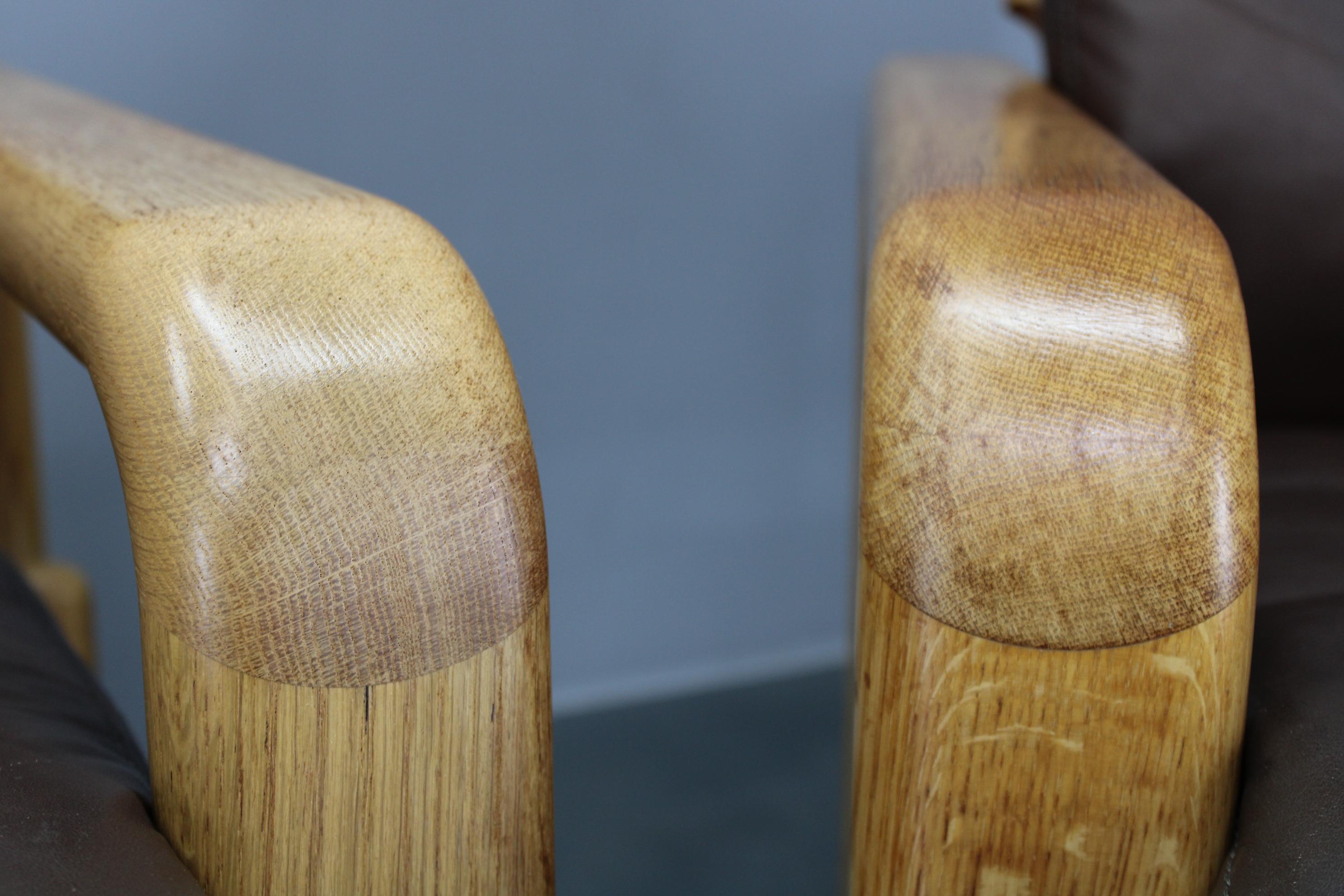 1970s L. Olsen & Søn Oak and Leather Living Room Set, Denmark For Sale 3