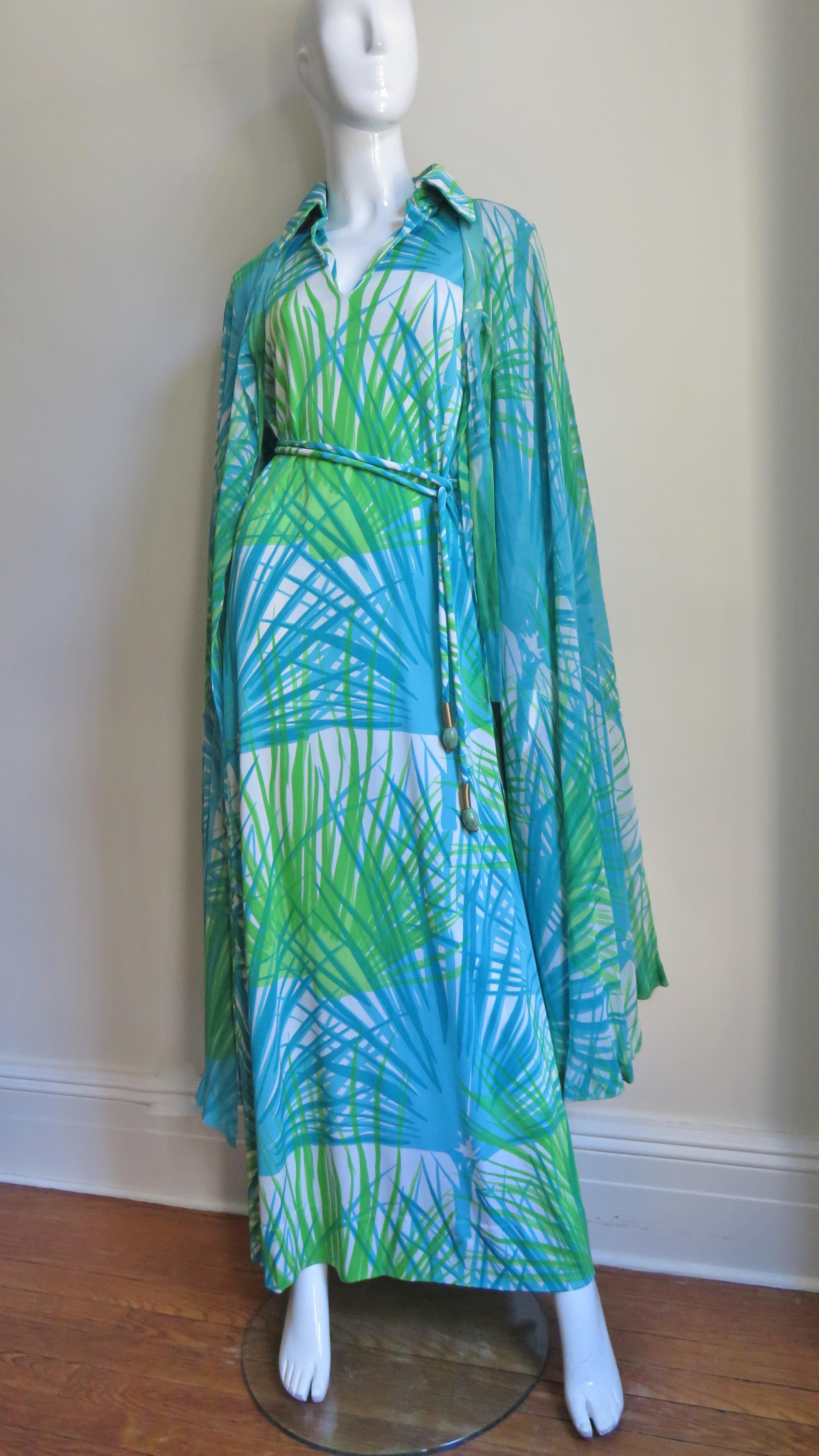 Women's La Mendola 1970s Maxi Dress and Silk Over Skirt For Sale