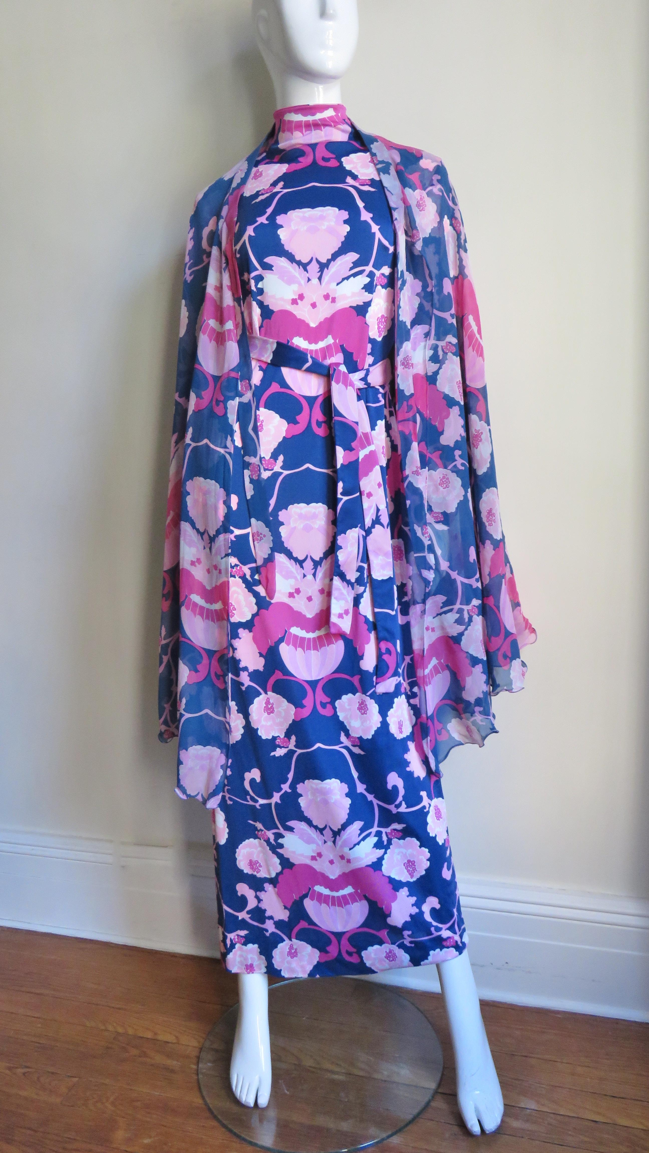La Mendola 1970s Maxi Dress and Matching Silk Over Skirt 3