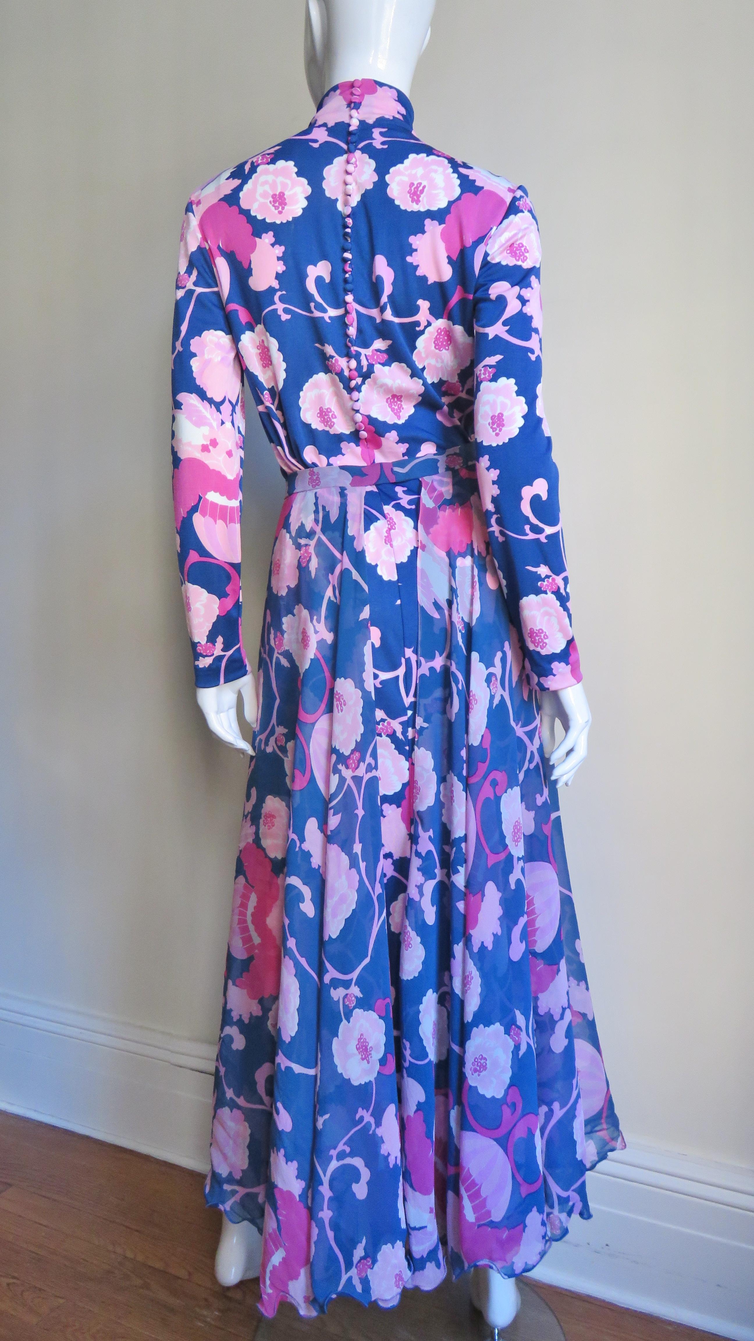 La Mendola 1970s Maxi Dress and Matching Silk Over Skirt  7