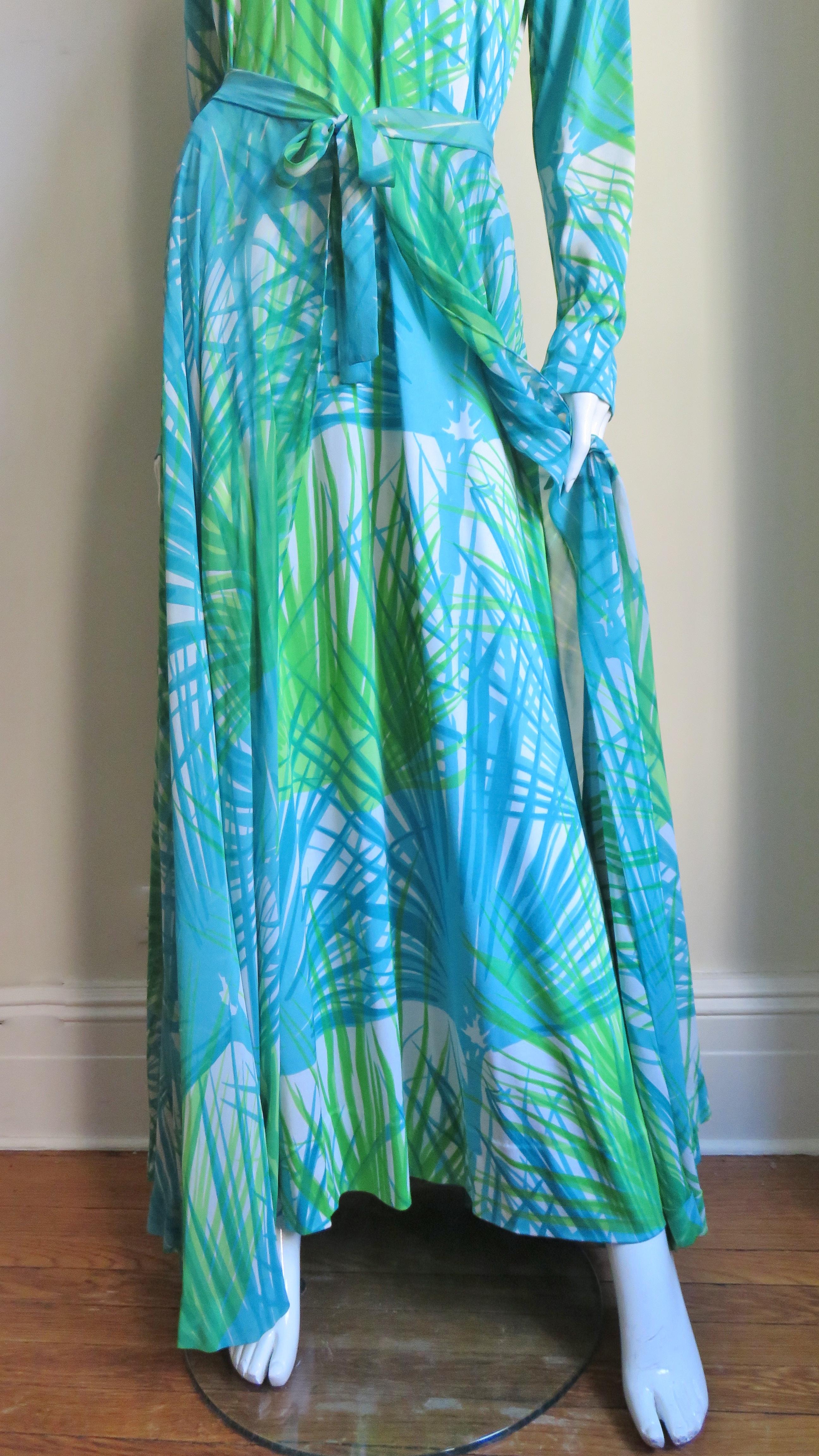 Blue La Mendola 1970s Maxi Dress and Silk Over Skirt For Sale
