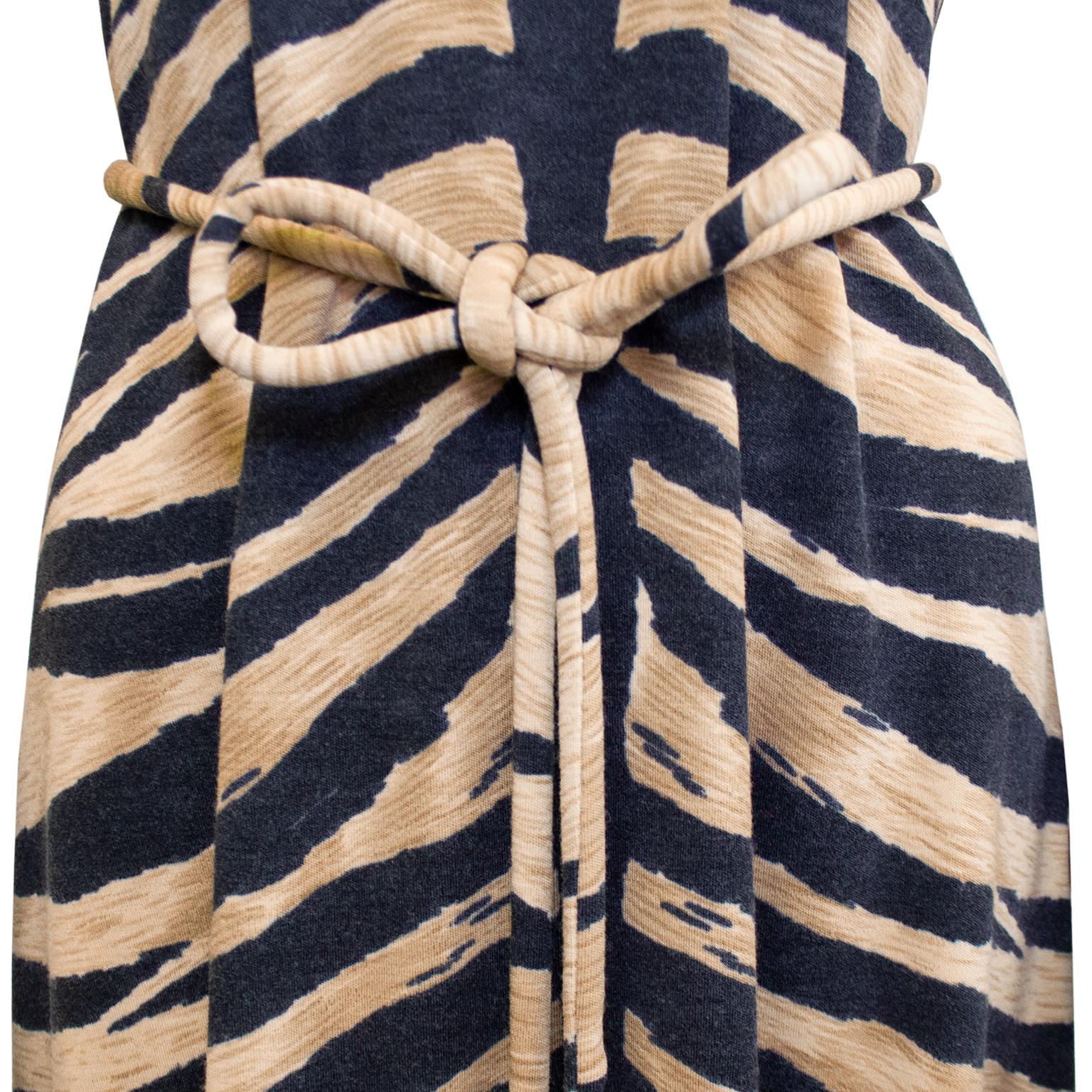 Black 1970s La Mendola Tiger Stripe Shirt Dress For Sale