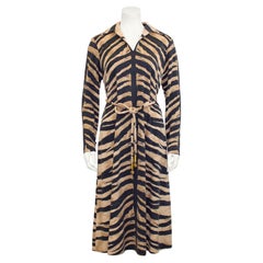1970s La Mendola Tiger Stripe Shirt Dress