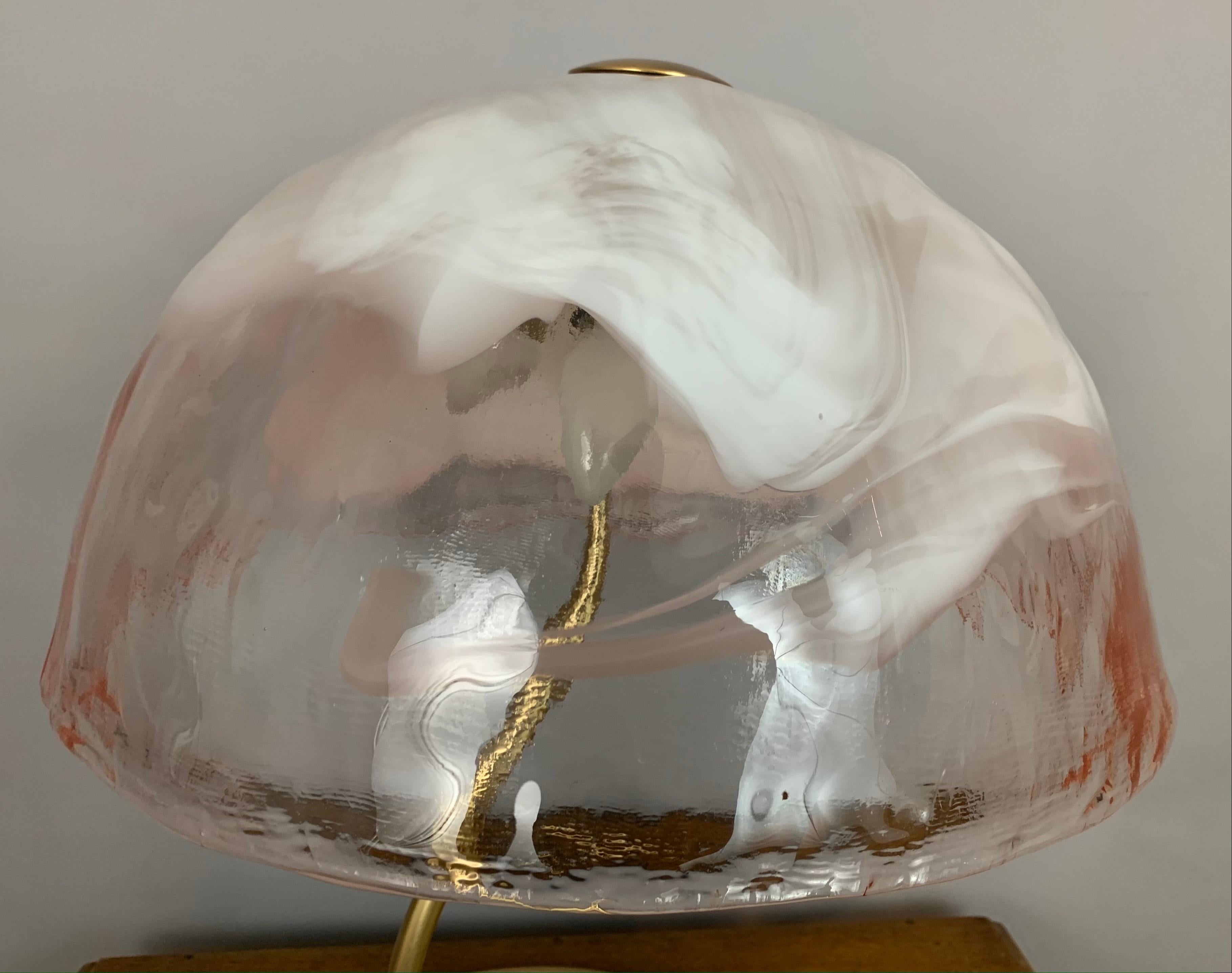 1970s La Murrina Murano Glass Mushroom Table Lamp with a Brass Flexible Base 13