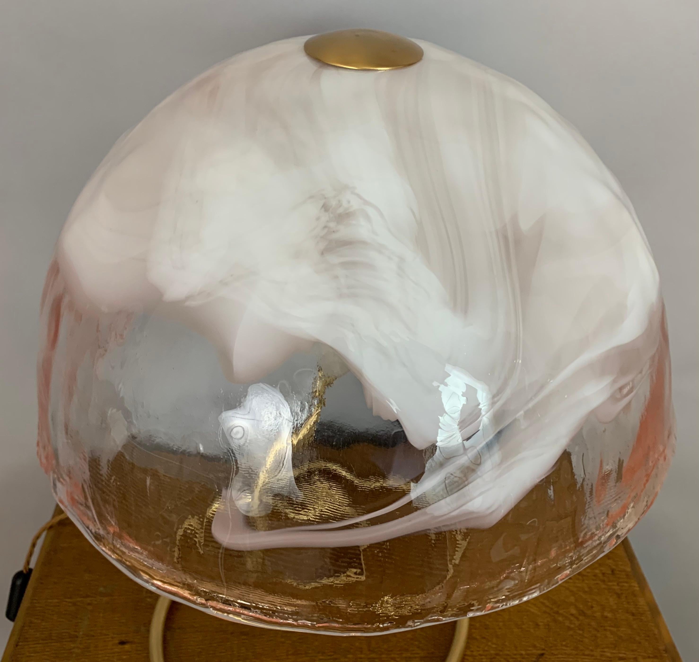 1970s La Murrina Murano Glass Mushroom Table Lamp with a Brass Flexible Base 14