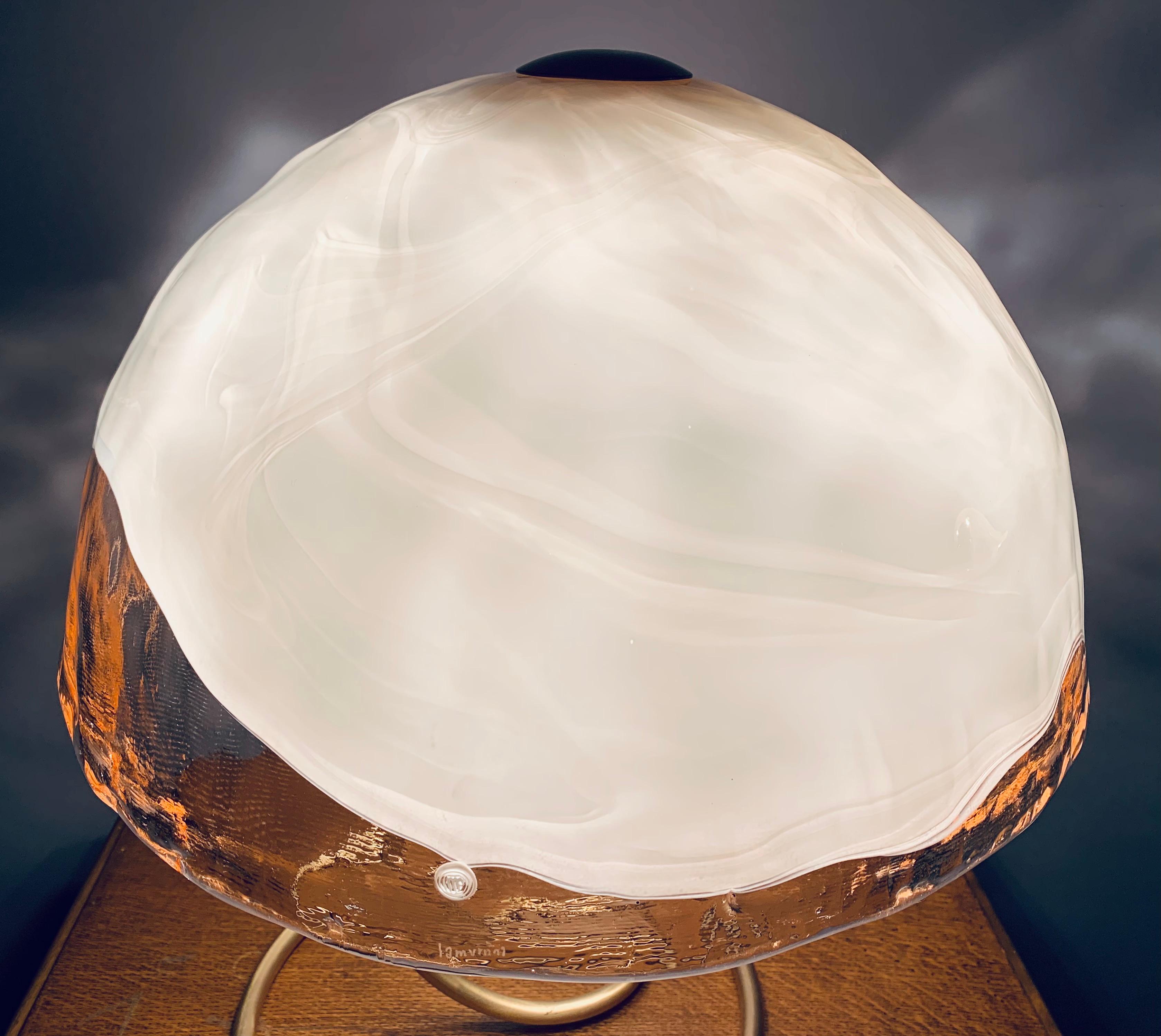 1970s La Murrina Murano Glass Mushroom Table Lamp with a Brass Flexible Base 2