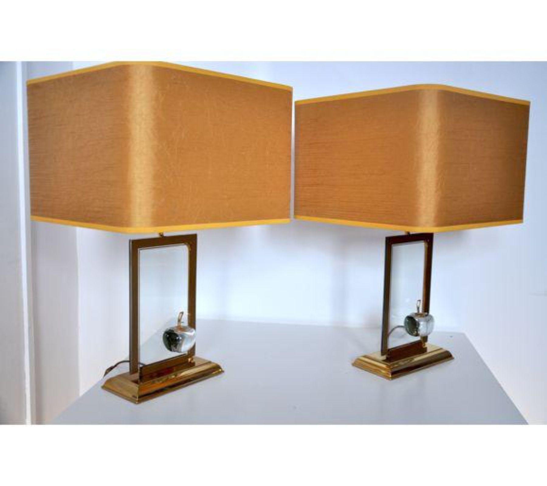 Paire de lampes de bureau « La Pomme » des années 1970 de la Maison Dauphin, France Excellent état - En vente à BARCELONA, ES