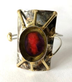 1970 La Tappy Bracciale in ottone e resina in argento sterling realizzato a mano dallo Studio A. Silver