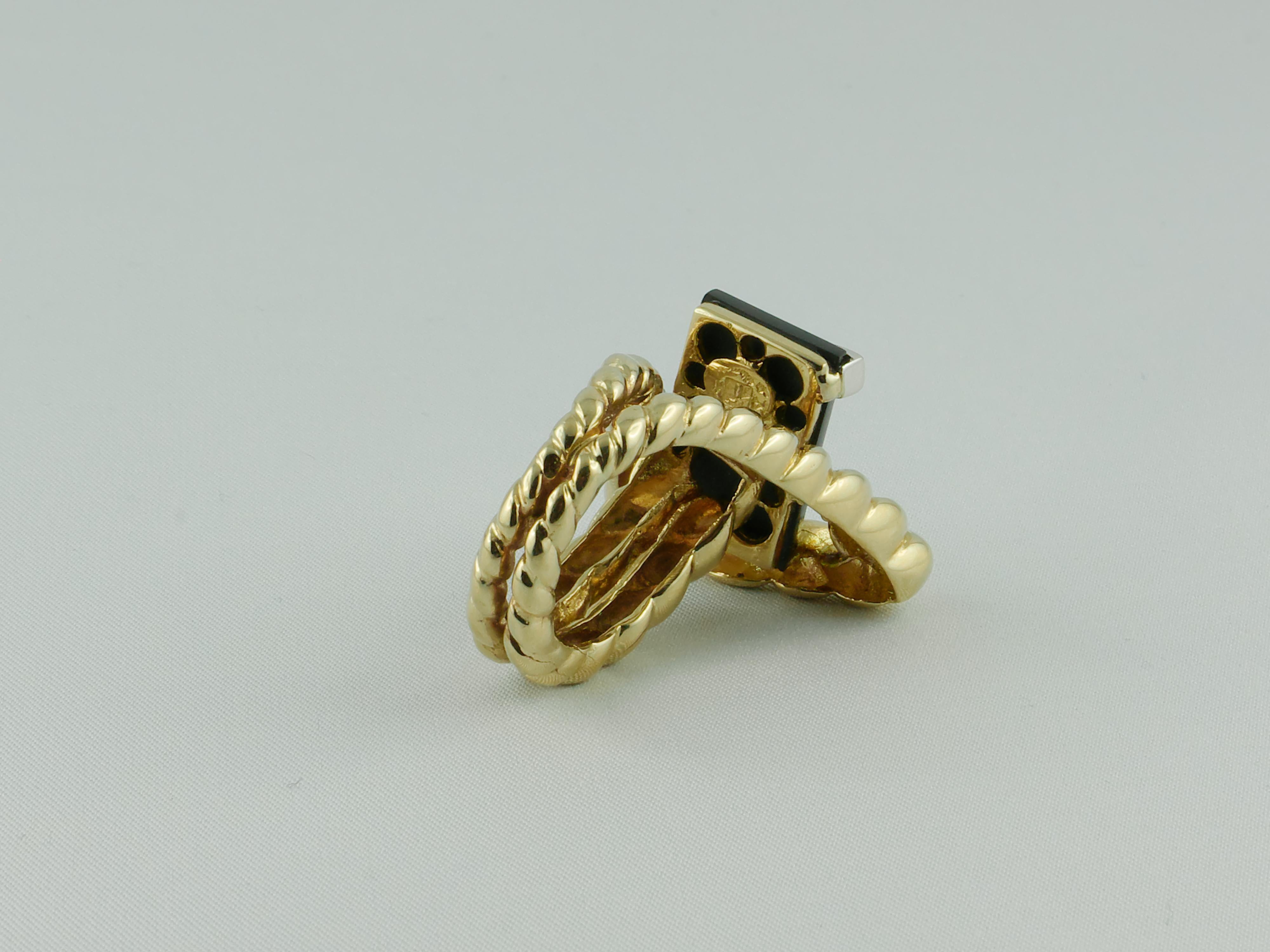 Women's 1970s La Triomphe Onyx Gold and Diamond Ring