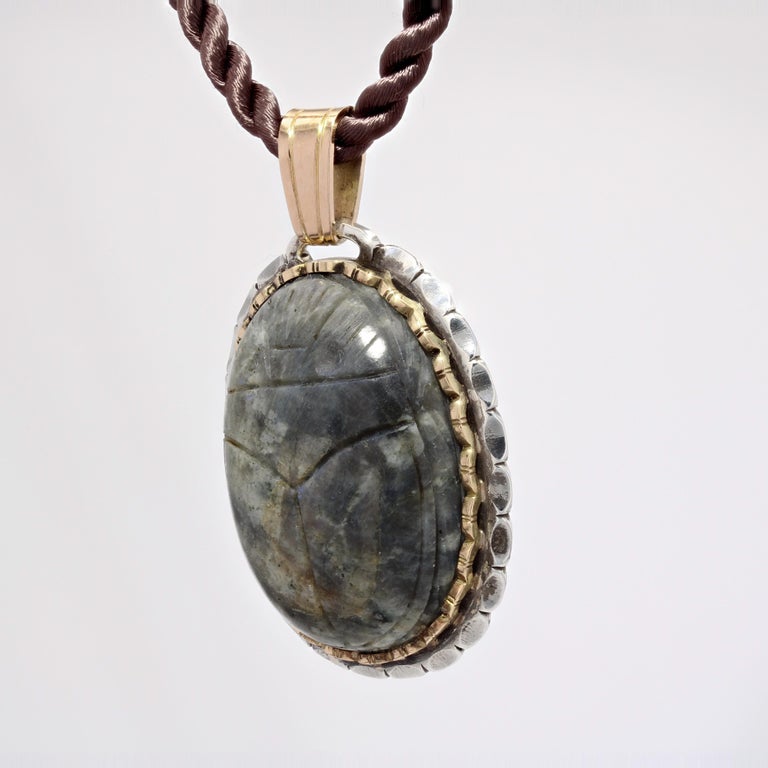 Collier Ras Du Cou En Argent Années 1970 - Motif Scarabées, émail Bleu