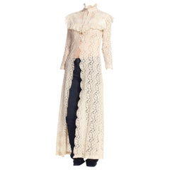 Vintage 1970's Lace Duster 1890's Victorian Style Lace Dress