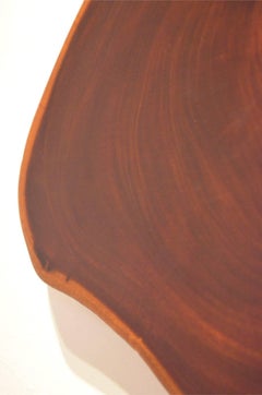 1970s Lacquered Mahogany Wood Trunk Slice Wall Clock