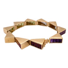 1970s Lagos Multi-Color Gemstone 18 Karat Yellow Gold Vintage Bracelet