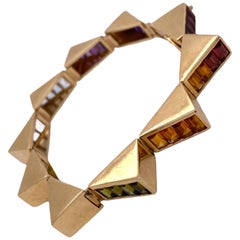 1970s Lagos Multi-Color Gemstone 18 Karat Yellow Gold Used Bracelet