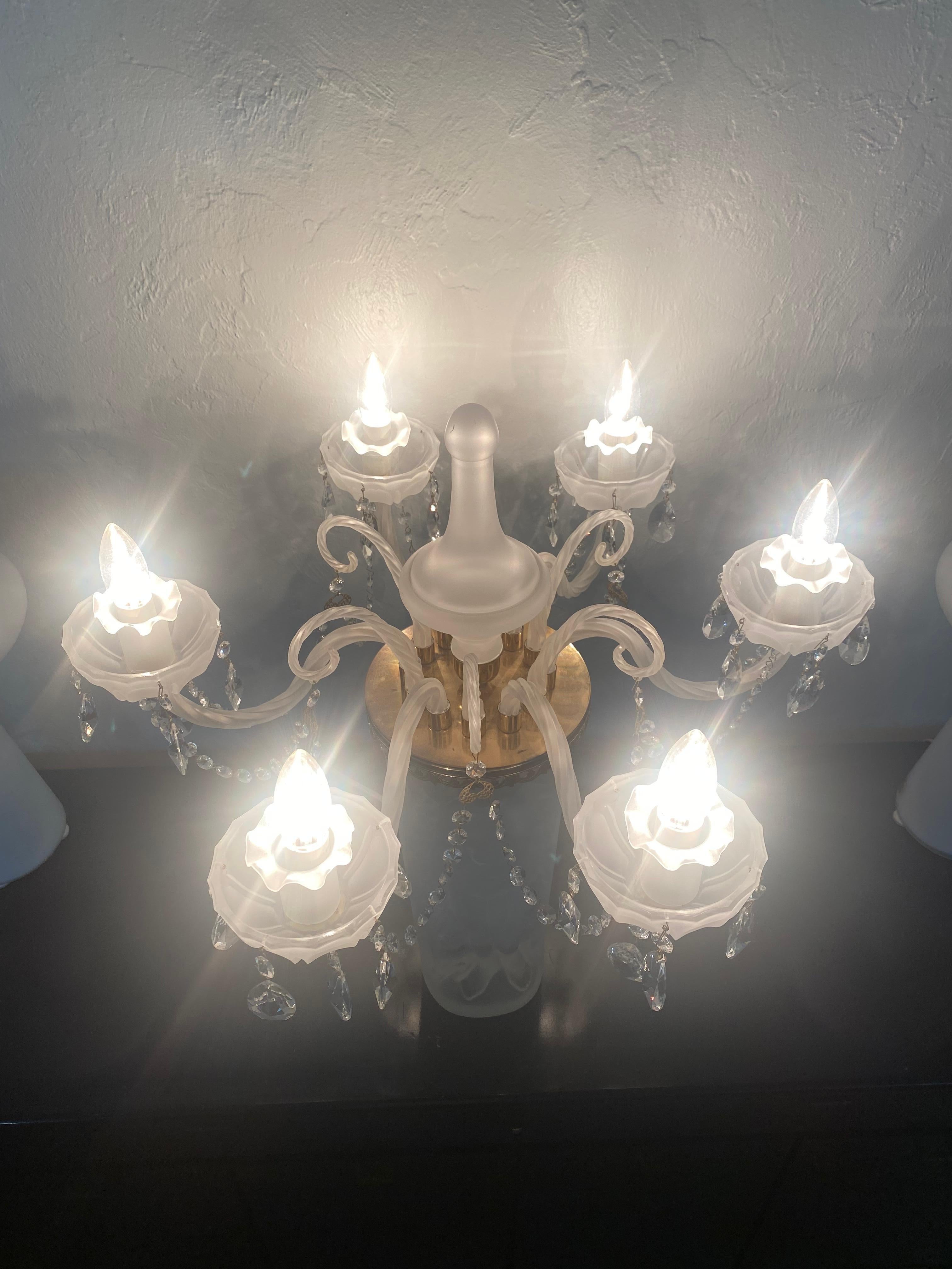 1970s Lalique Style Crystal and Brass Bacchante Figurative Chandelier Table Lamp For Sale 9