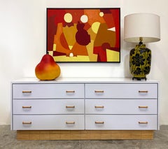 1970s Laminate 6-Drawer Dresser with Reed Base, Wood Handles