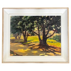 1970s Landscape Tree Art by Beata Stevens California Impressionism