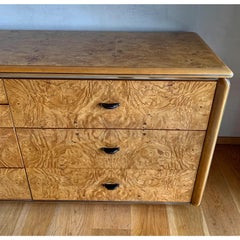 1970s Lane Altavista Mid Century Modern Bookmatched Olive Burl Credenza Dresser