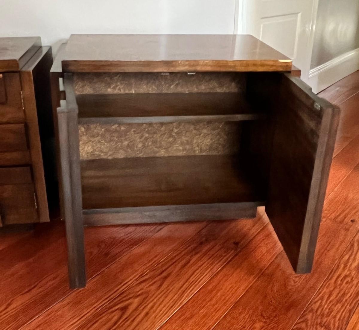 1970s Lane Brutalist Staccato Nightstands in Walnut, a Pair 2