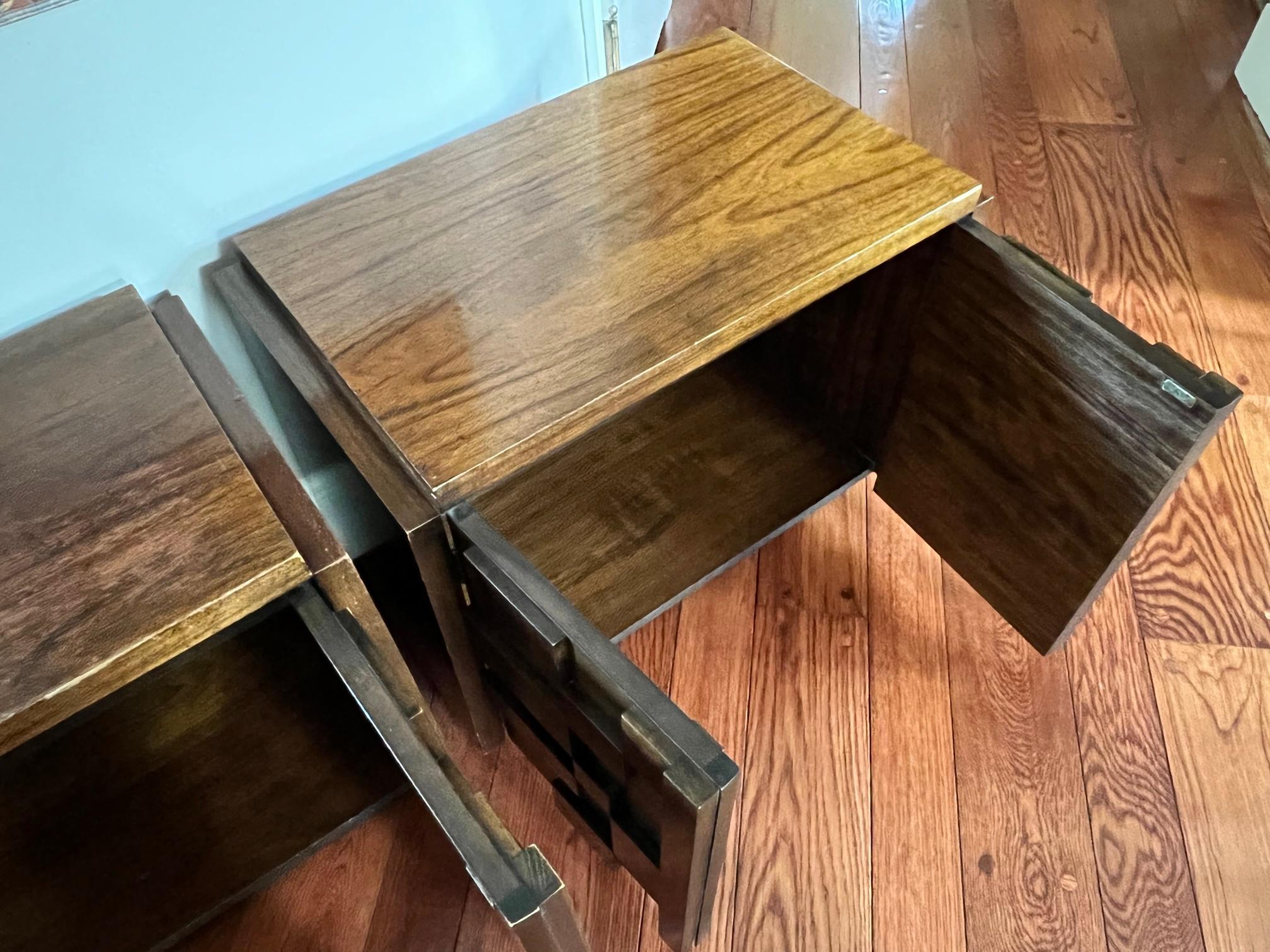 1970s Lane Brutalist Staccato Nightstands in Walnut, a Pair 3