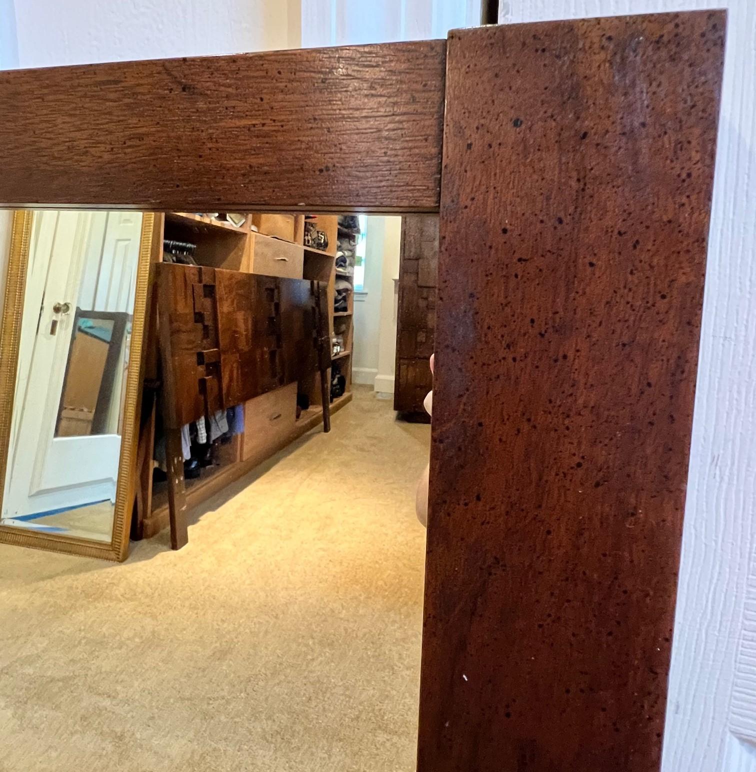 American 1970's, Lane Brutalist Staccato Wall Mirror in Walnut For Sale