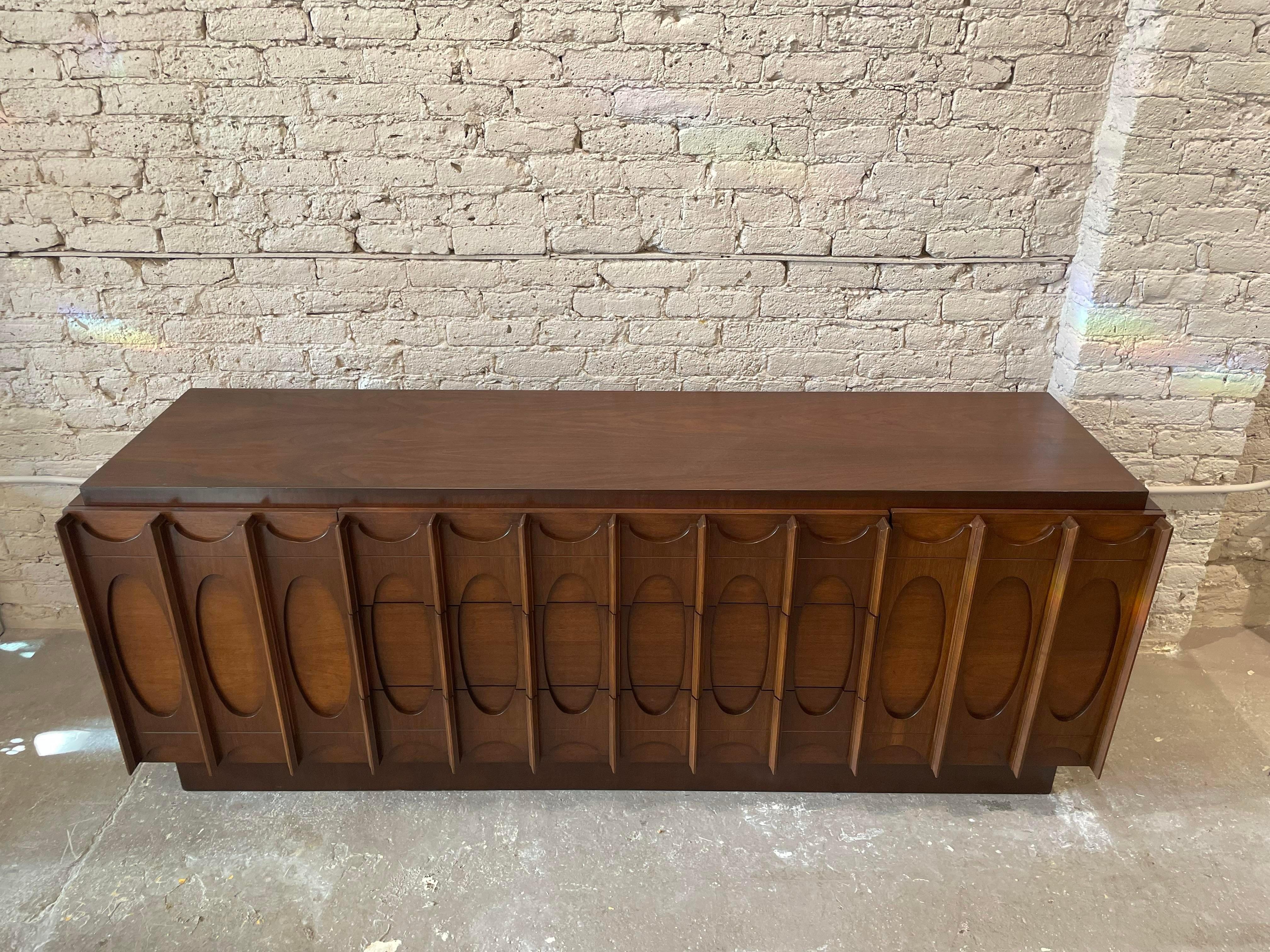 Late 20th Century 1970s Lane Brutalist Wood Lowboy Dresser