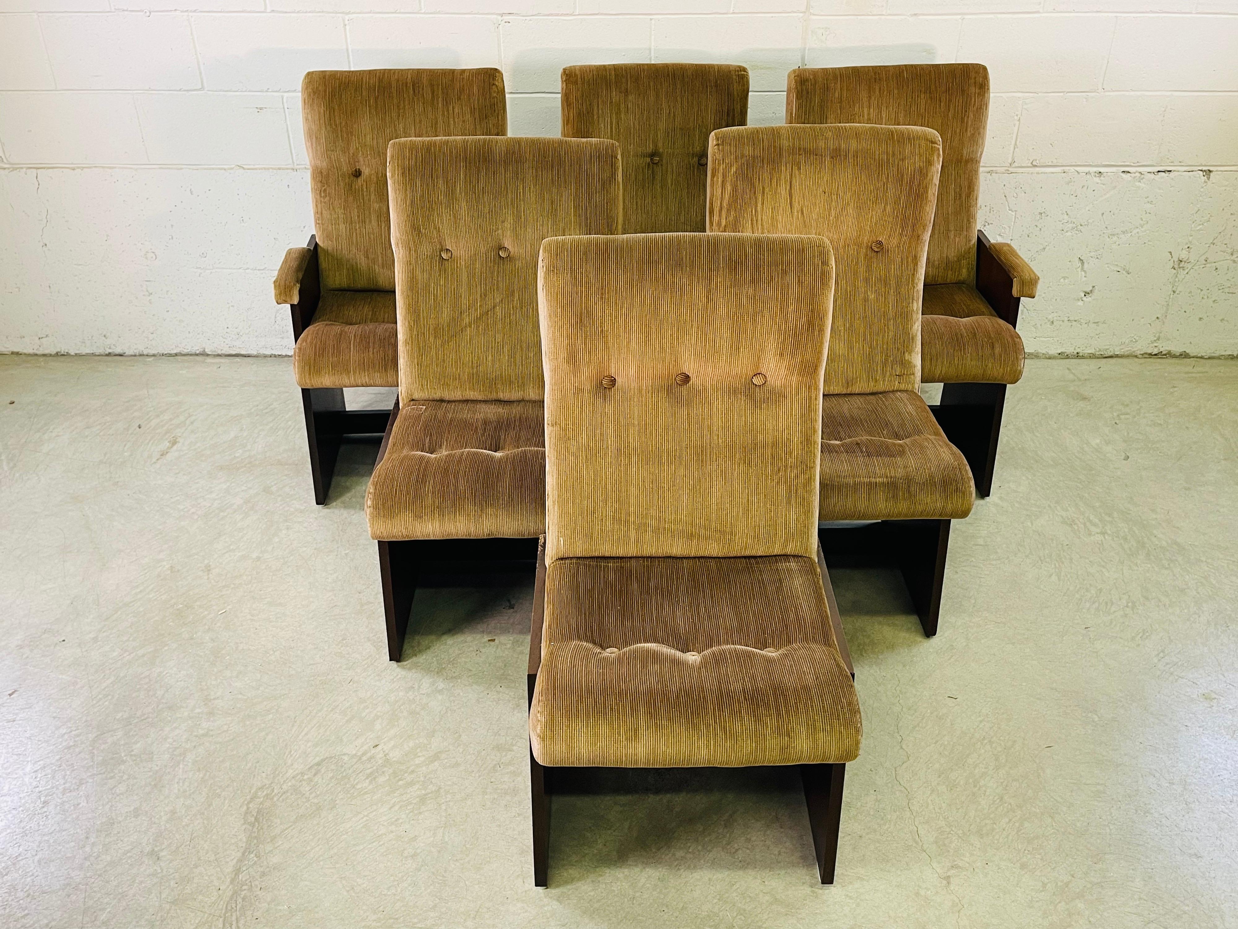 1970s Lane Furniture Brutalist Style Dining Table & 6 Chairs 7