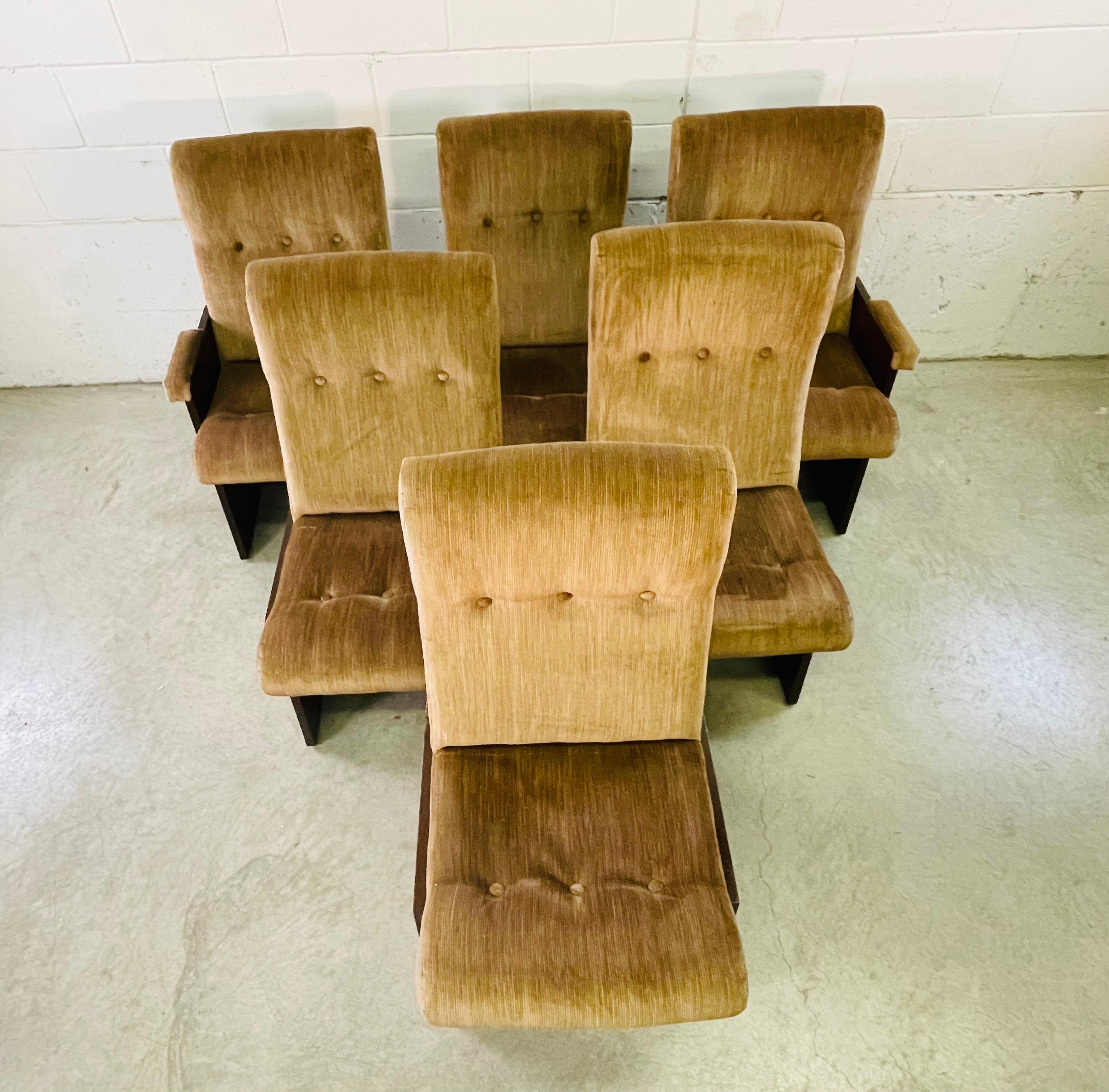 1970s Lane Furniture Brutalist Style Dining Table & 6 Chairs 10