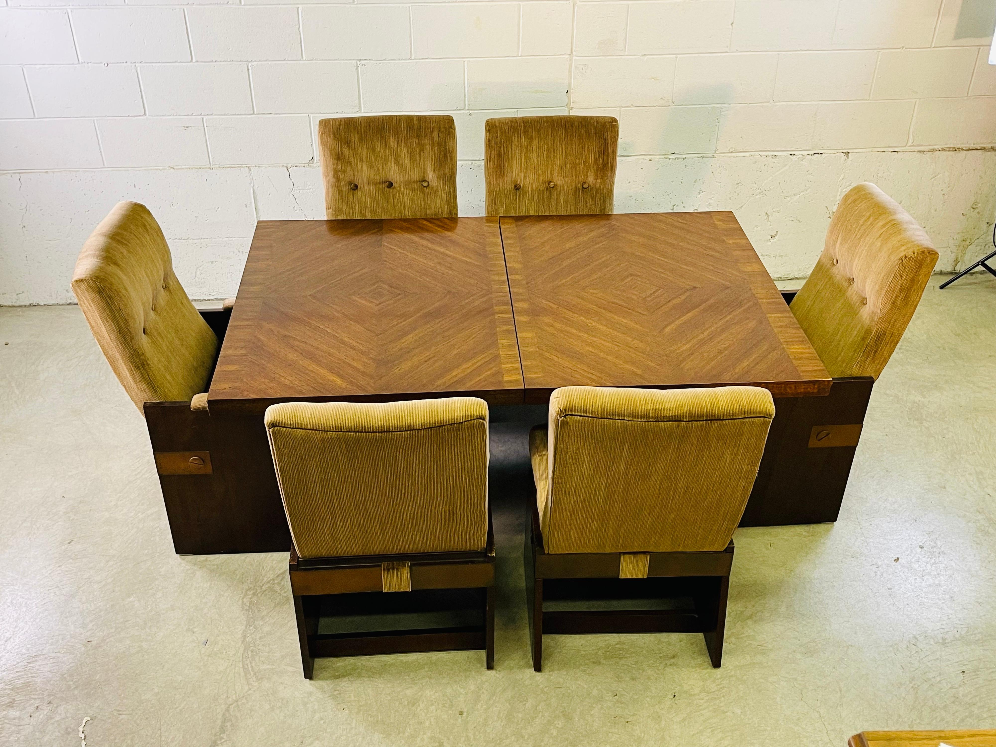 1970s wood dining table and chairs