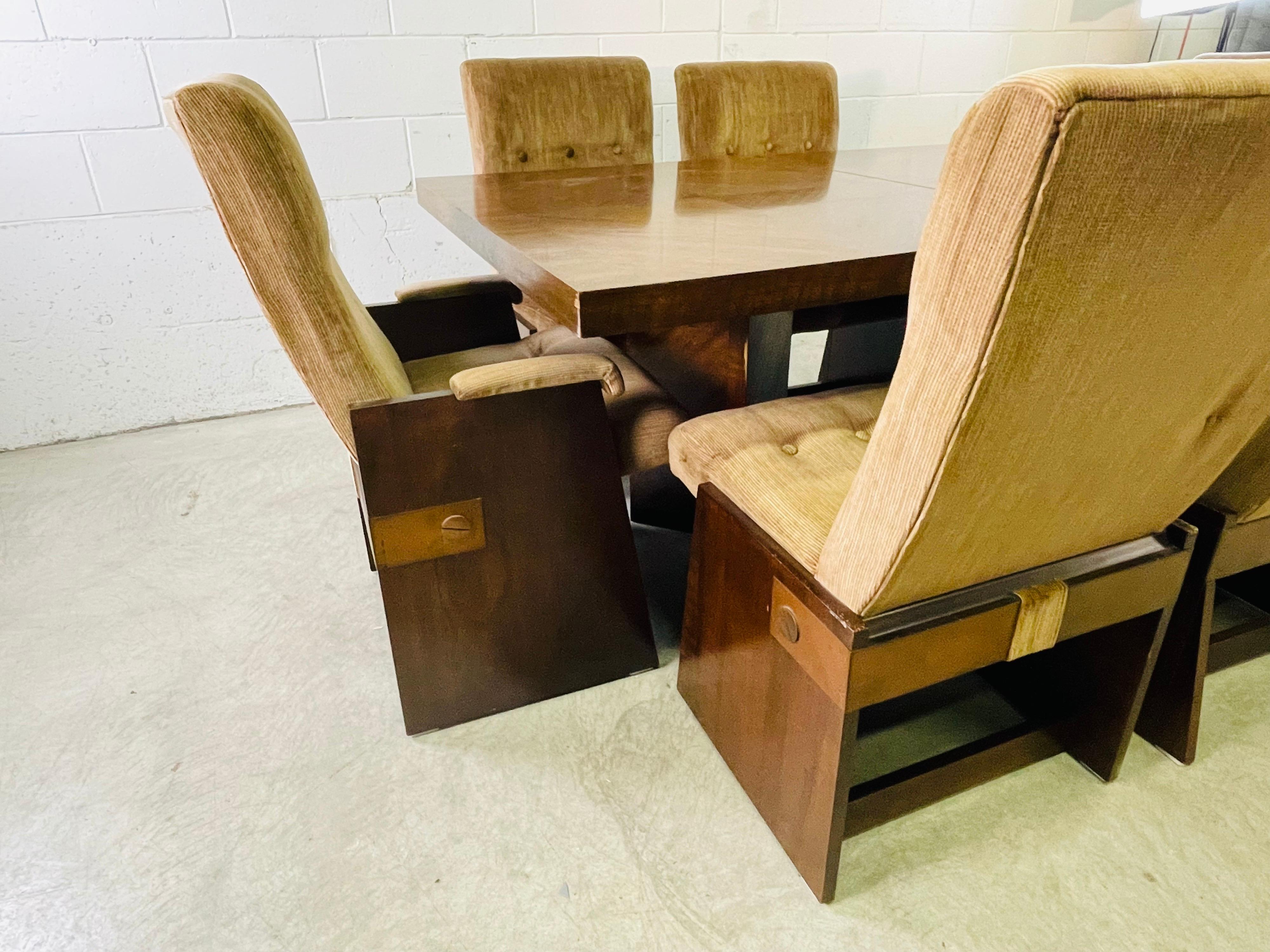 1970s Lane Furniture Brutalist Style Dining Table & 6 Chairs 2