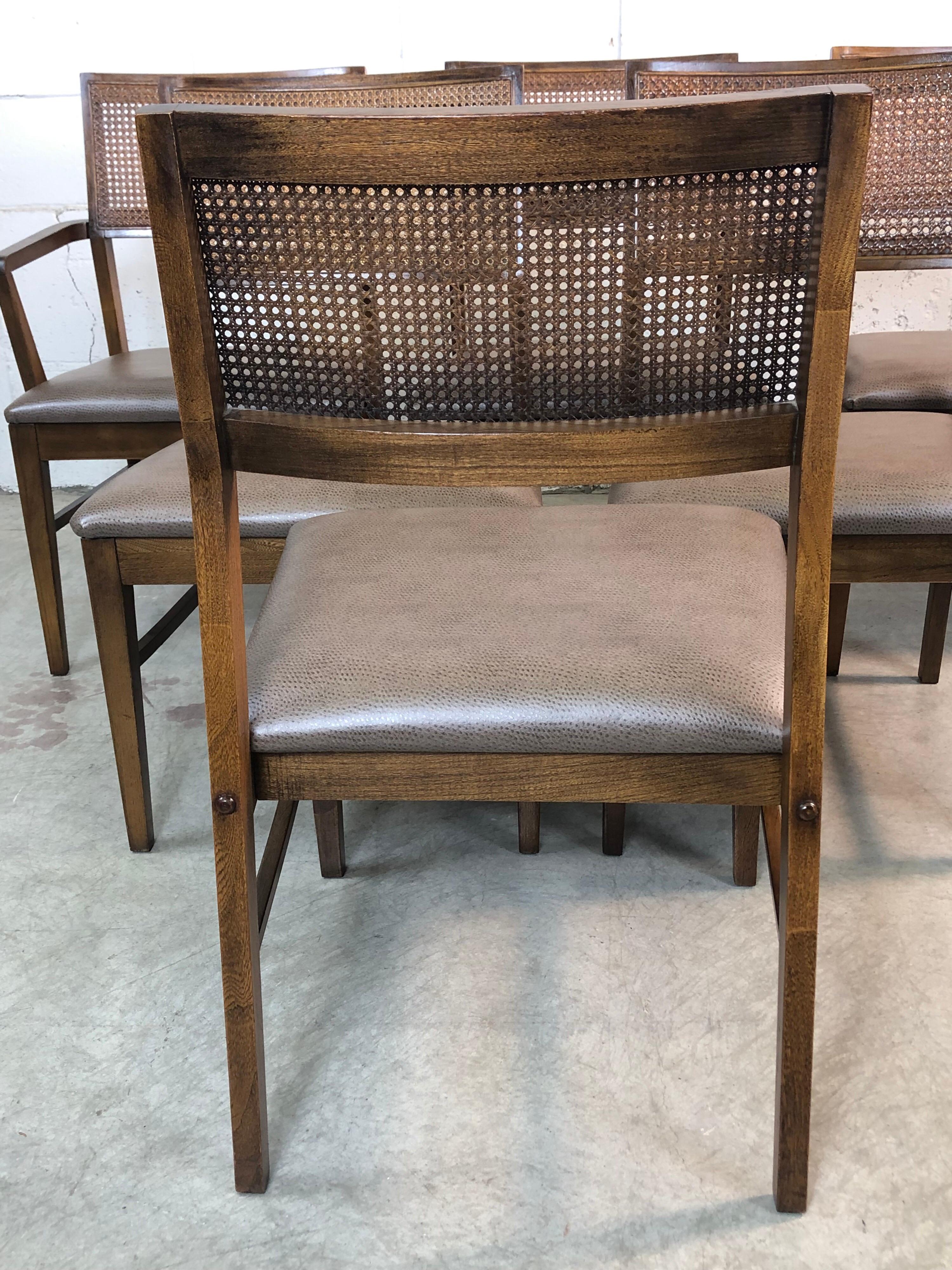 1970s Lane Furniture Caned Back Dining Chairs, Set of 6 1