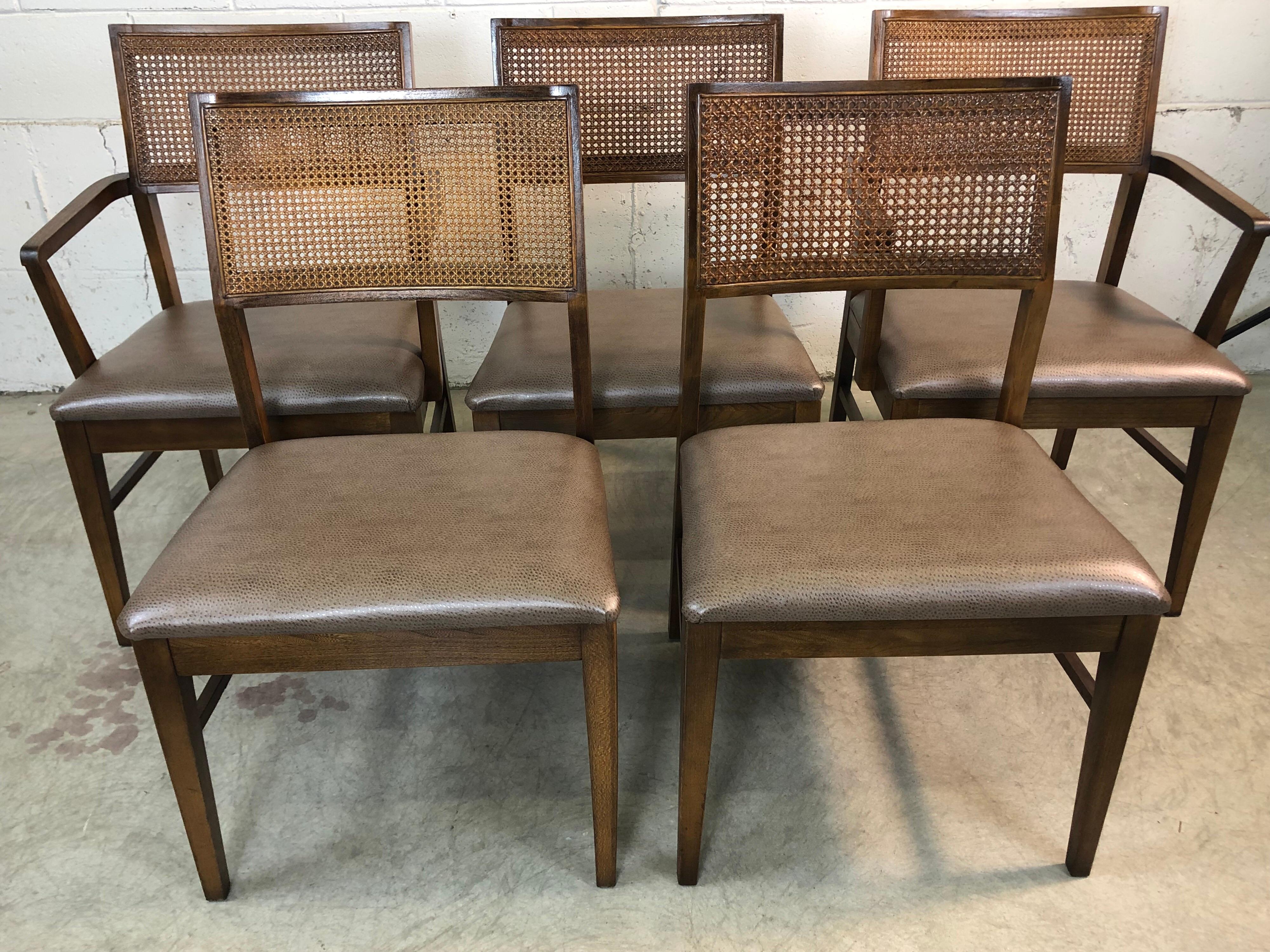 1970s Lane Furniture Caned Back Dining Chairs, Set of 6 2