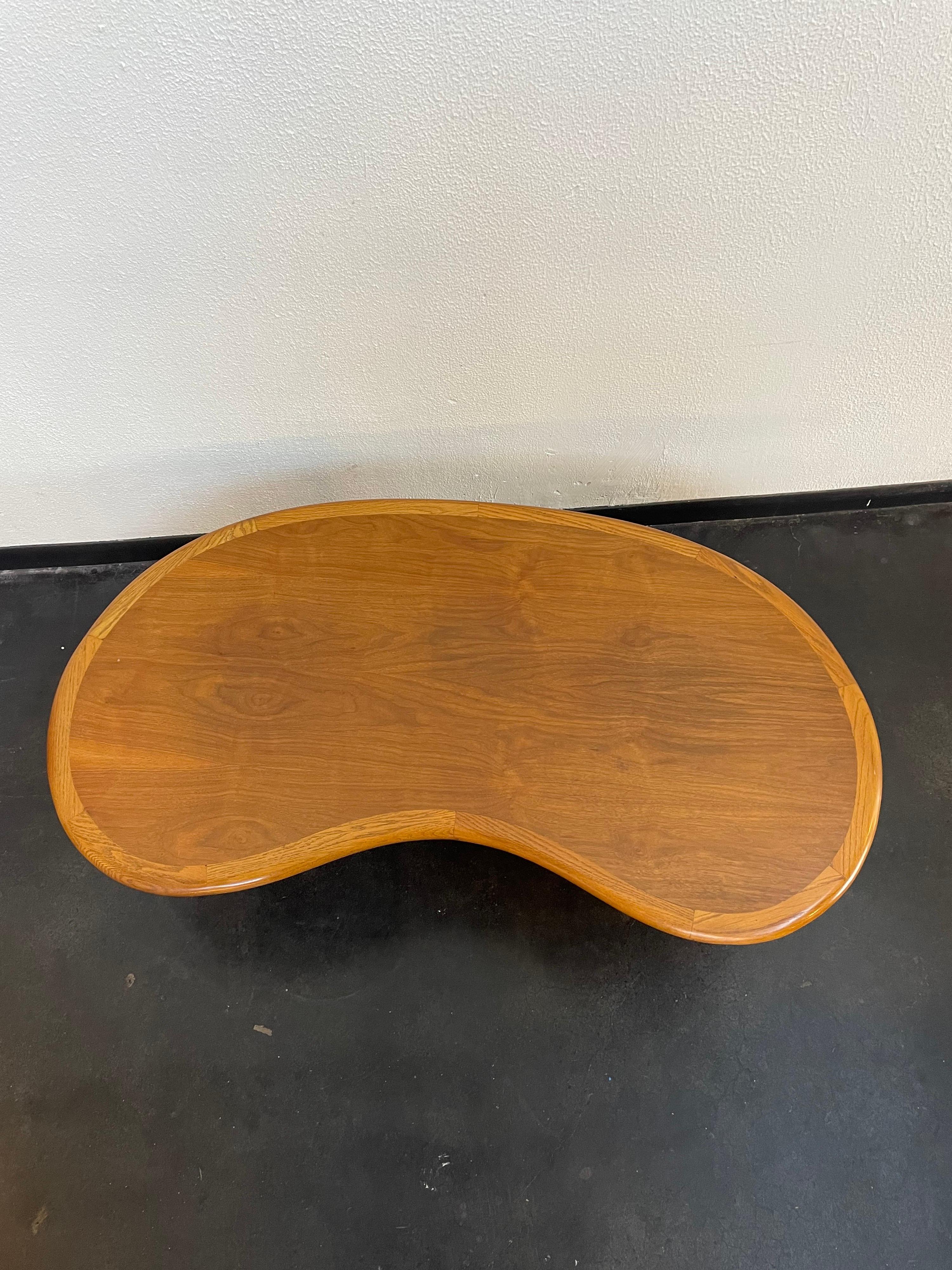 Vintage Mid-Century Modern wooden Lane Furniture kidney shaped coffee table.