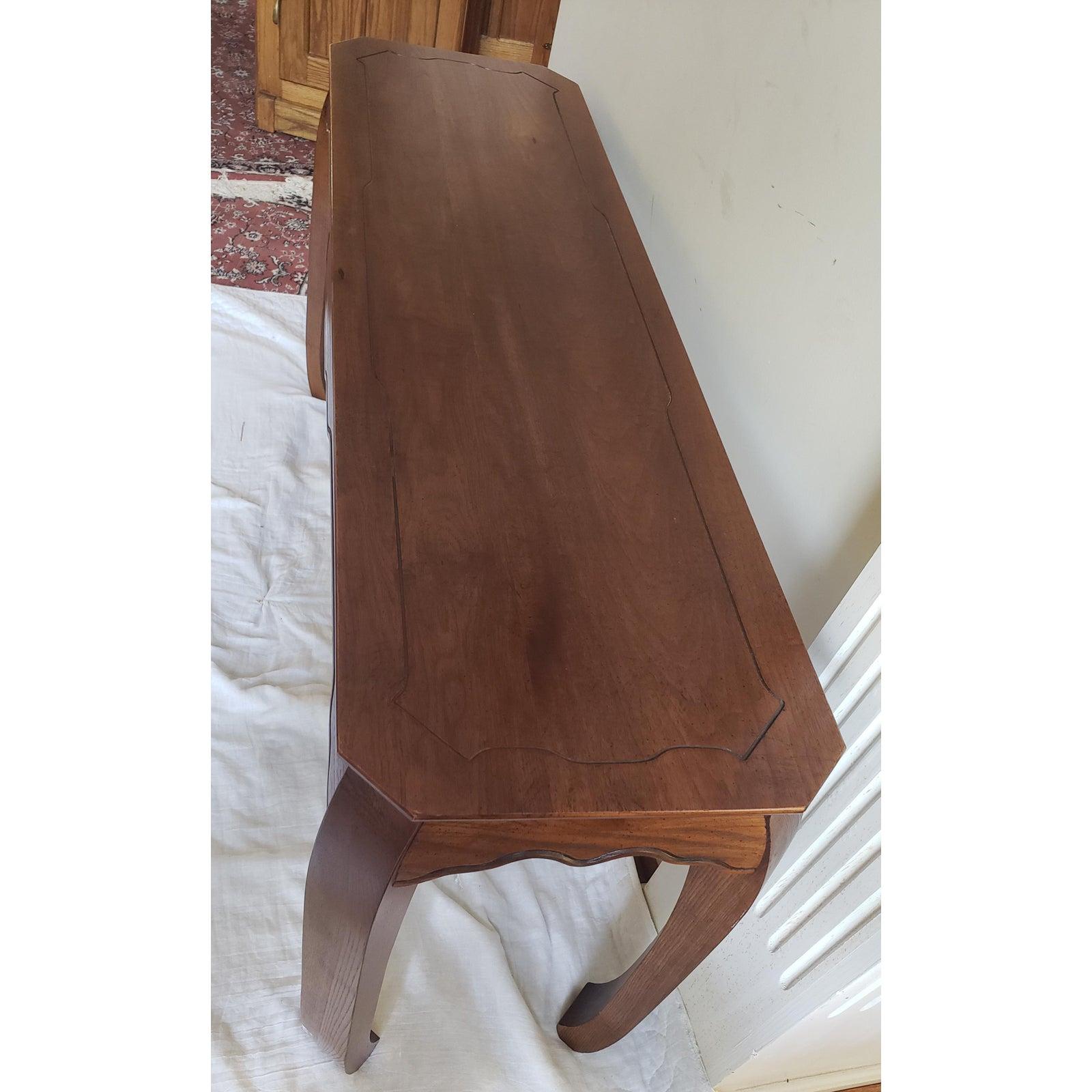 Mid-Century Modern 1970s Lane Furniture Walnut Console Table with Asian Accent
