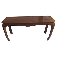 Vintage 1970s Lane Furniture Walnut Console Table with Asian Accent