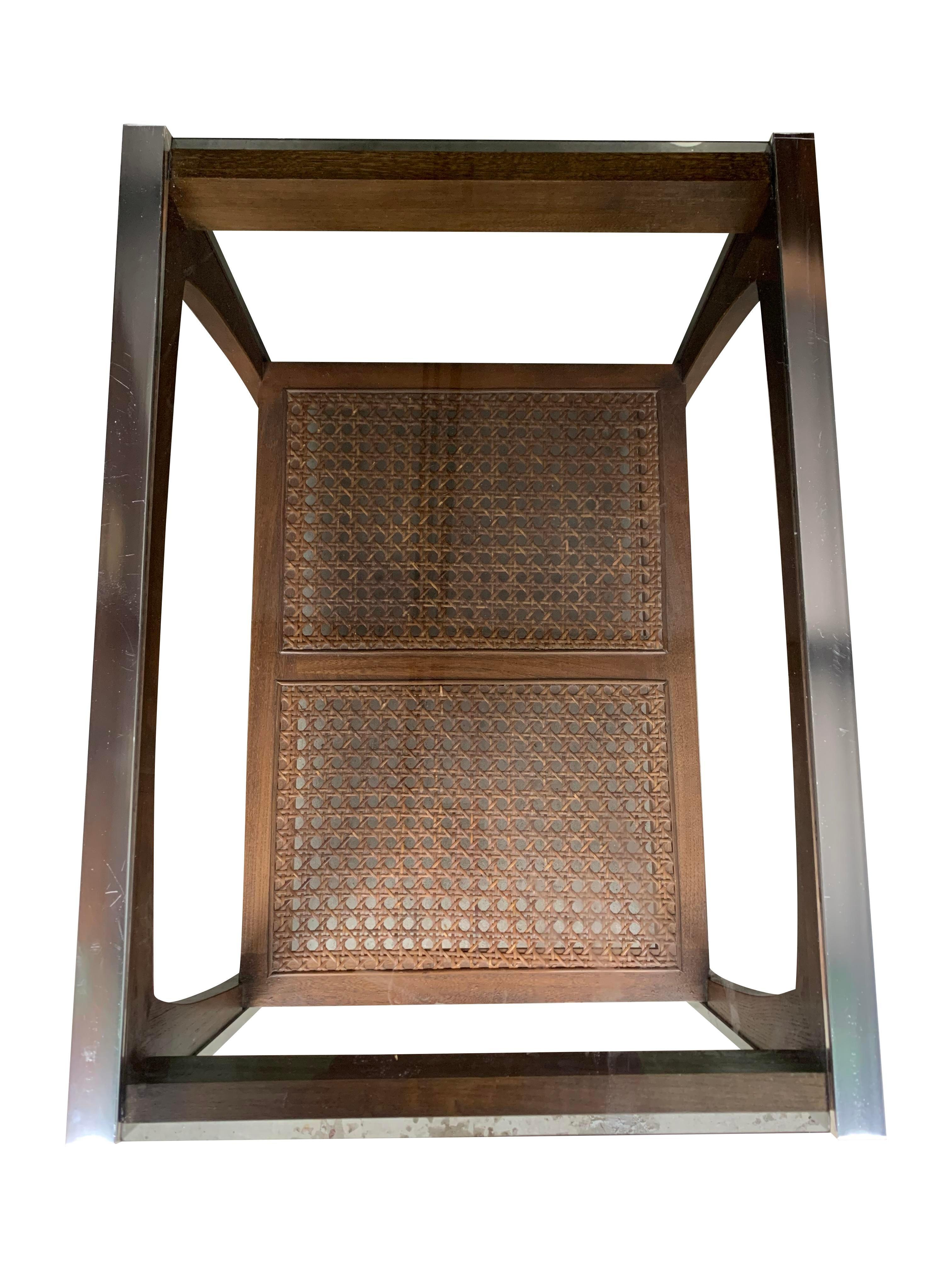Moderne Table d'appoint Lane à deux niveaux avec canne de style moderne des années 1970 en vente