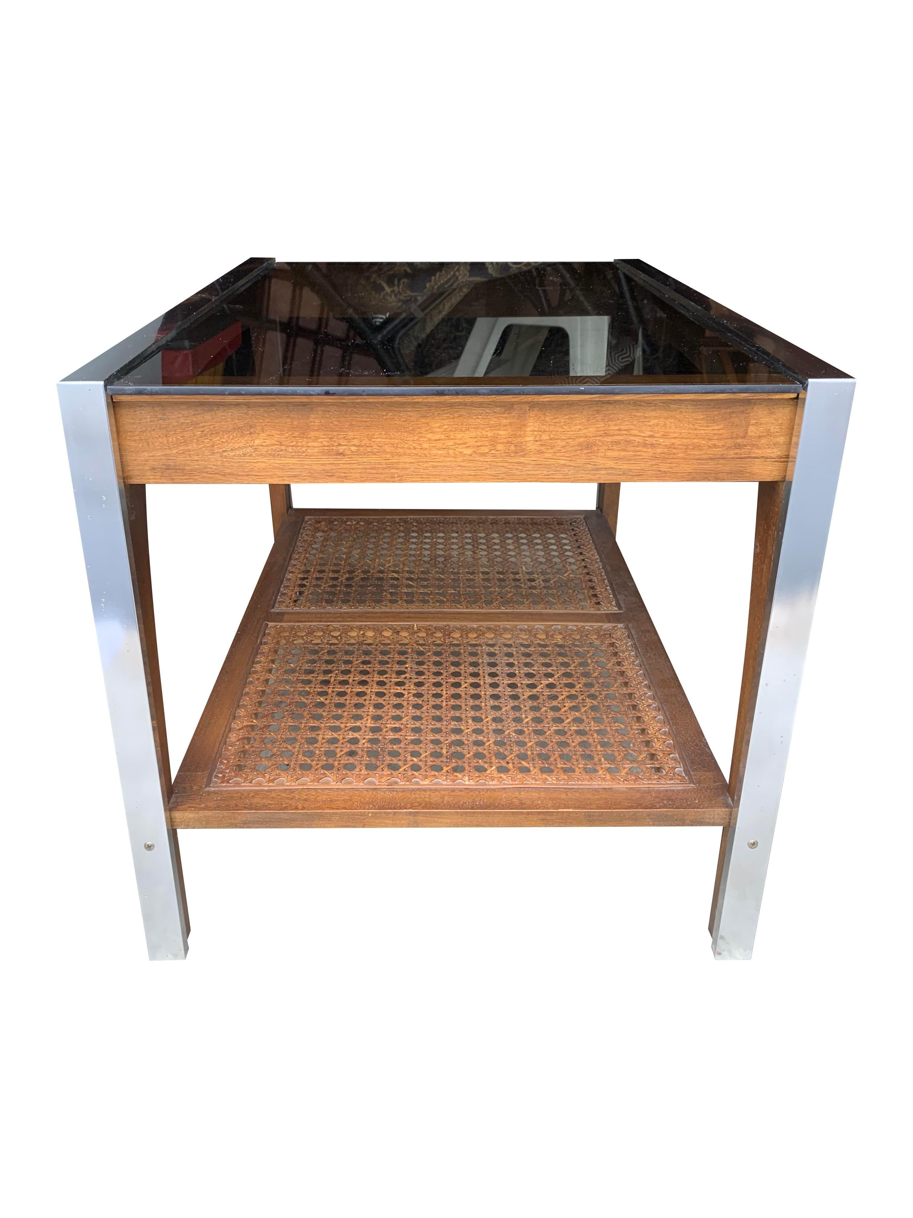 Fin du 20e siècle Table d'appoint Lane à deux niveaux avec canne de style moderne des années 1970 en vente