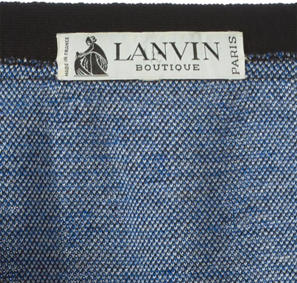 Women's 1970s Lanvin Blue Wool Jacquard Skirt