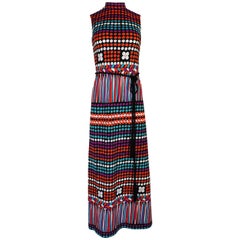 1970s Lanvin Bright Printed Dot 
Stripe Jersey Dress