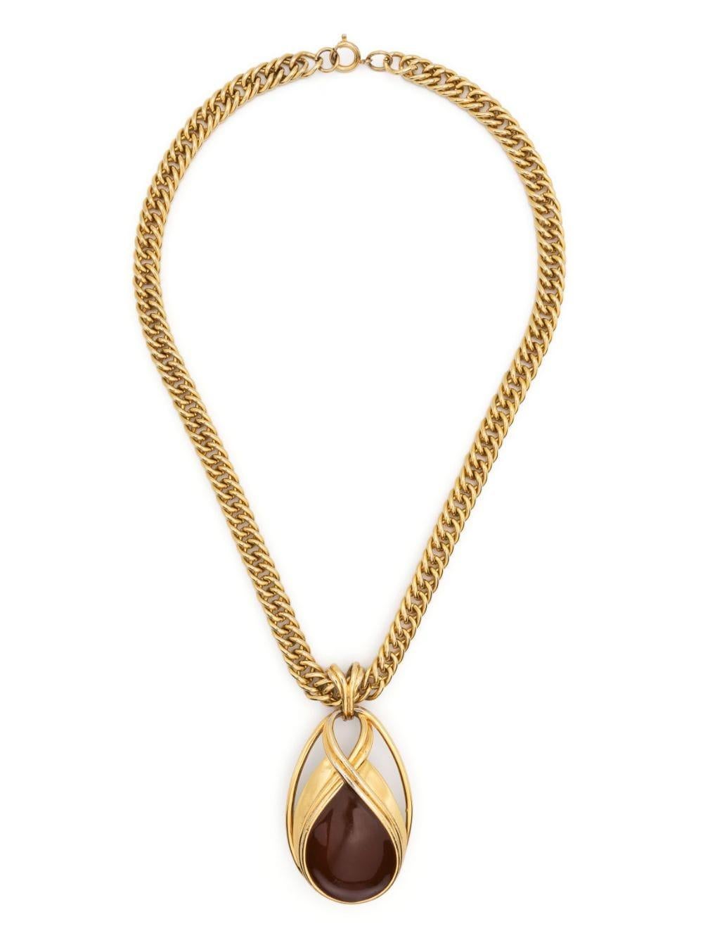 1970s Lanvin Cabochon Pendant Necklace For Sale 1