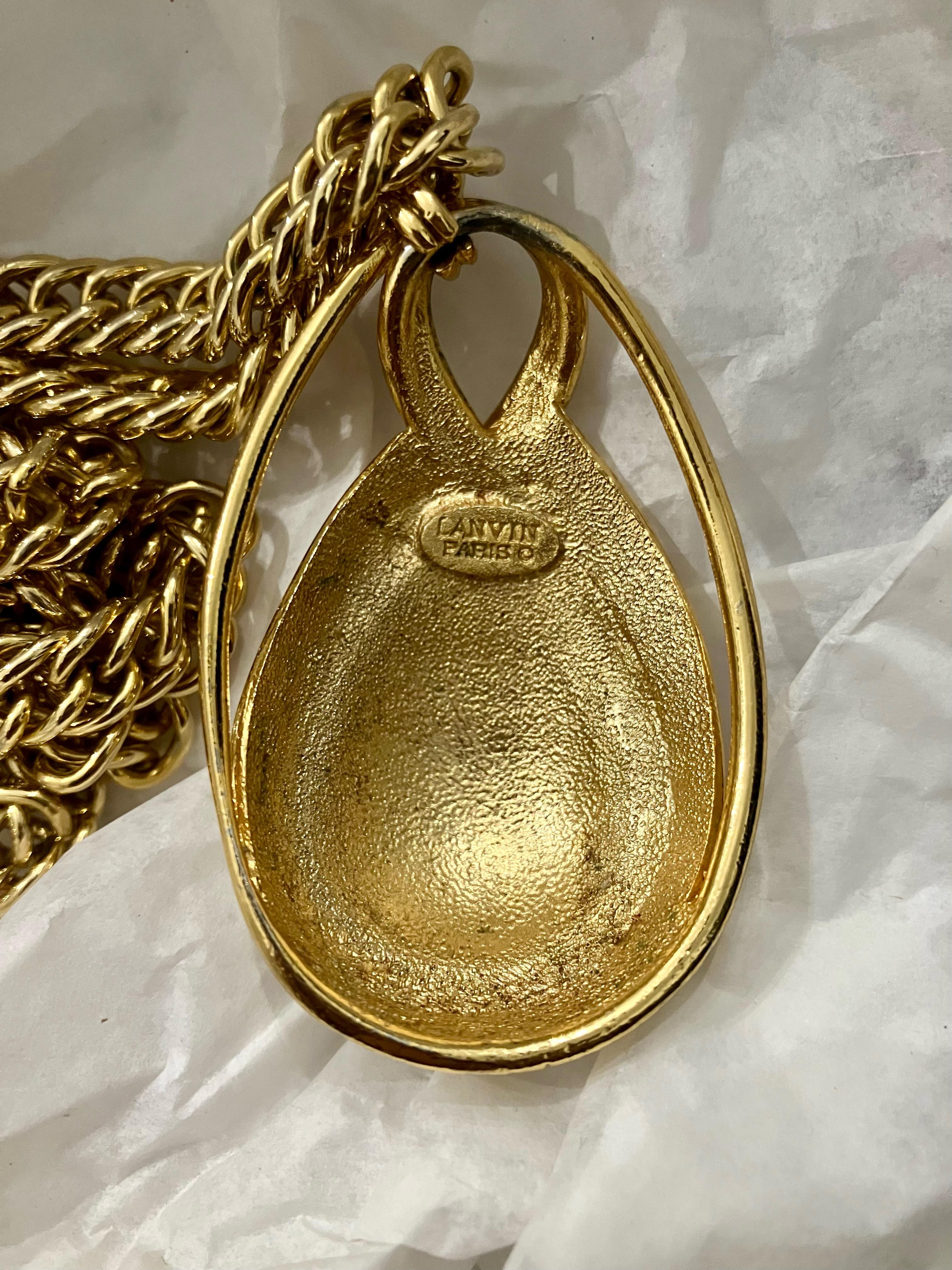 1970s Lanvin Cabochon Pendant Necklace For Sale 2