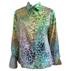 Vintage 1970s Lanvin Classic Watercolor Blouse