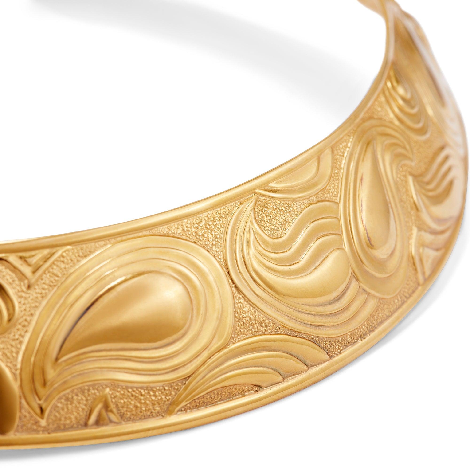 1970s Lanvin Gold Tone Torque Necklace In Excellent Condition For Sale In London, GB