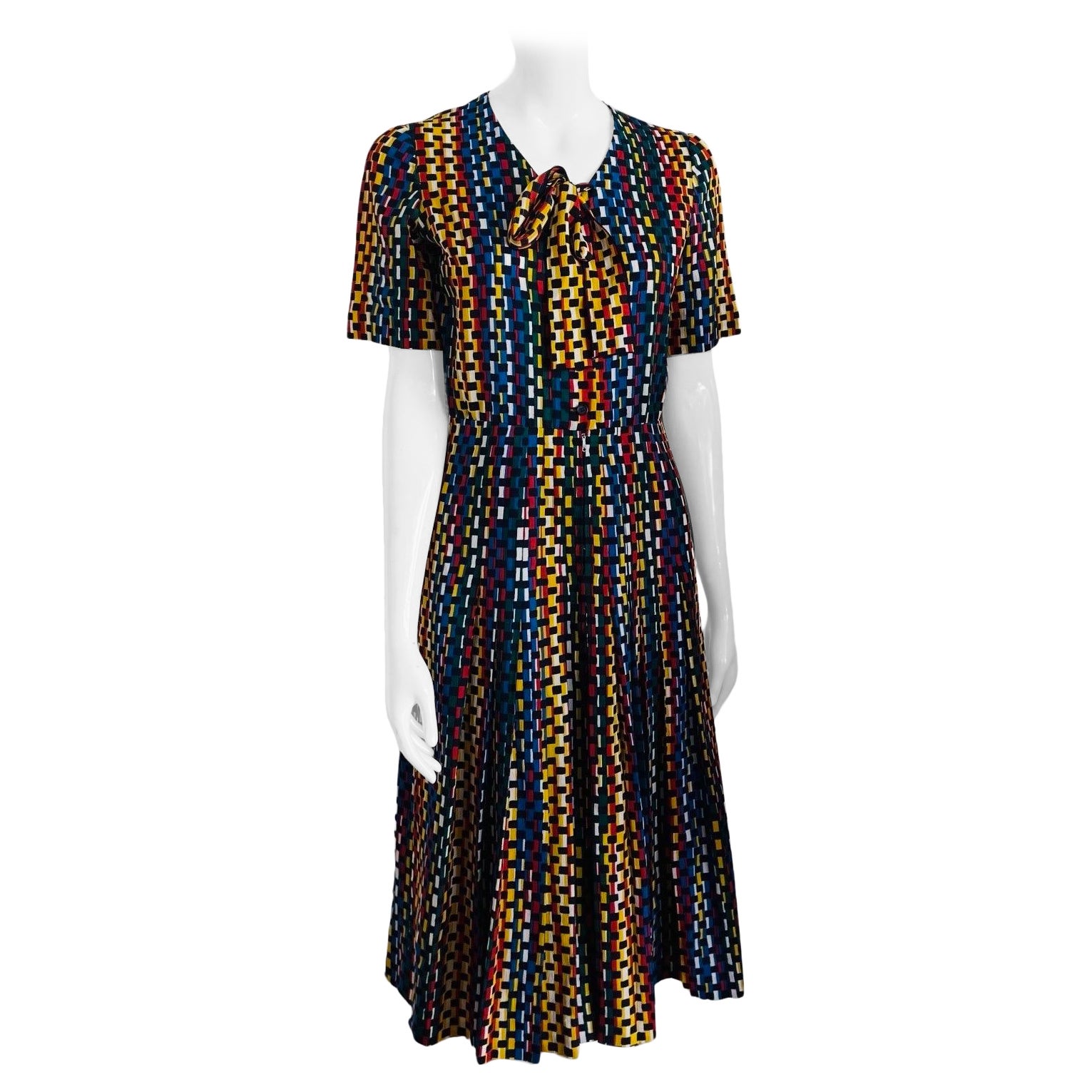 Abito a pieghe multicolore Lanvin anni '70