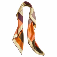 Sciarpa in seta multicolore a quadri Lanvin Paris degli anni '70