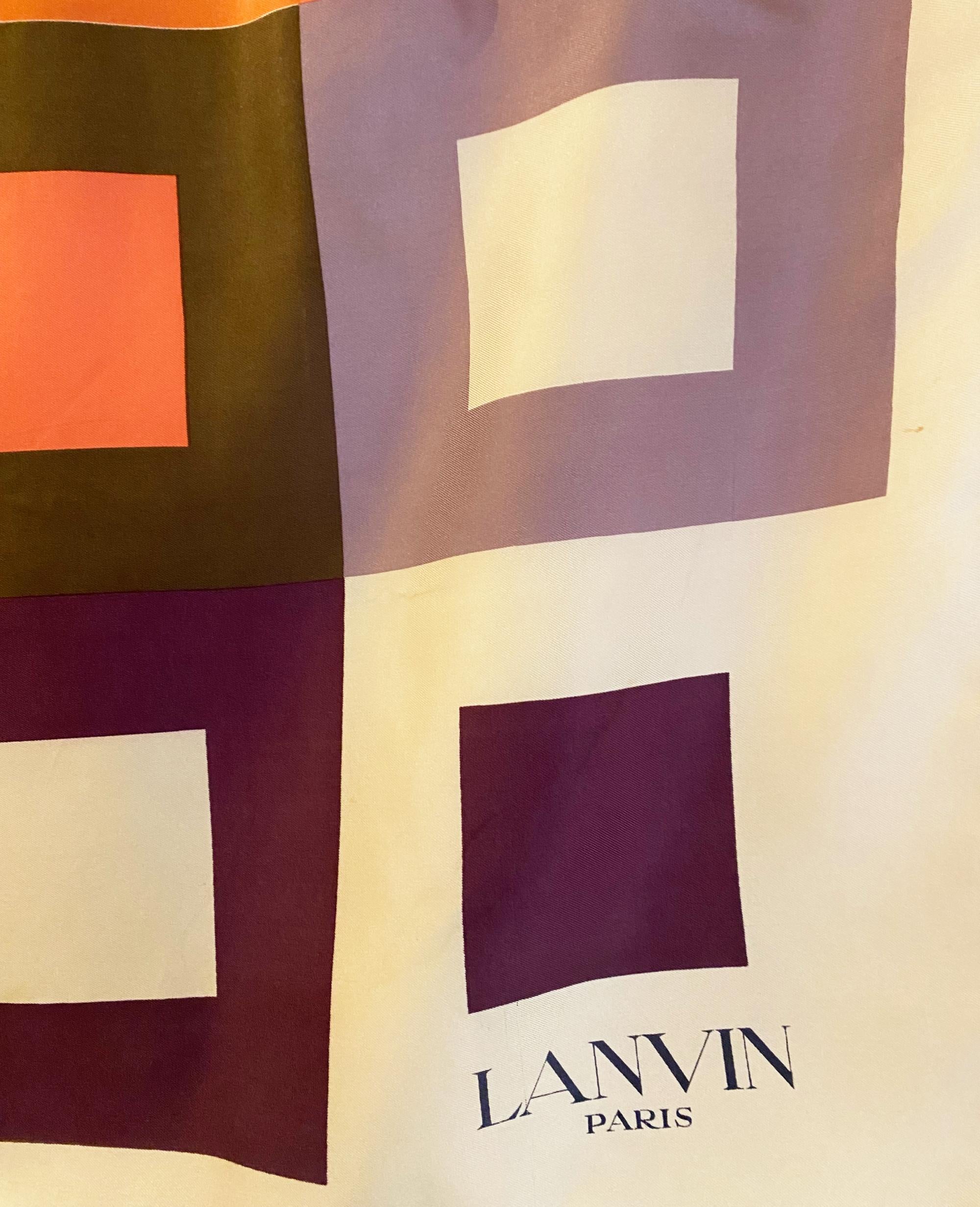 Sciarpa in seta multicolore a quadri Lanvin Paris degli anni '70 In condizioni buone in vendita a London, GB