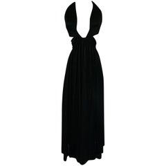 1970s Lanvin Plunge Front Backless Nylon Jersey Halter Dress 1970s Lanvin Plunge Front Backless Nylon Jersey Halter Dress